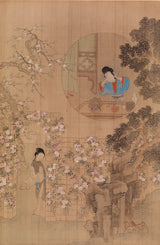 qiu-ying-kobieta-w-ogrodzie-kobieta-w-okrągłym-druku-sztuki-okiennej-reprodukcja-dzieł sztuki-sztuka-ścienna-id-acnoblifj