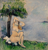 保罗·塞尚-1875-沐浴在海边-沐浴在海边-艺术印刷品-精美艺术-复制品-墙壁艺术-id-acohs5d5z