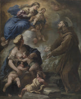 luca-giordano-1680-jomfruen-og-barnet-optræder-for-sankt-francis-af-assisi-kunst-print-fine-art-reproduktion-vægkunst-id-acok69sks