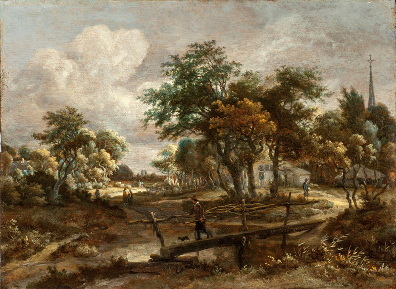 meindert-hobbema-1665-landscape-with-a-footbridge-art-print-fine-art-reproduction-wall-art-id-acop44i4a
