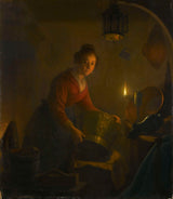米歇尔·维斯蒂格-1830-厨房里的女人烛光艺术印刷美术复制品墙艺术 id-acpkyggbq