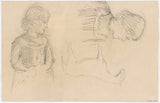 約瑟夫-以色列-1834-女孩和馬藝術印刷品的兩項研究美術複製品牆藝術 id-acsbt5h1d