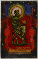 Franz-Marc-1913-sitte-hellig-bysantinsk-saint-postkort-fra-Sindelsdorf til Wassily-Kandinsky-in-München-art-print-fine-art-gjengivelse-vegg-art-id-acsdt7sjf