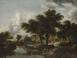 meindert-hobbema-1663-樹木繁茂的景觀與水磨藝術印刷美術複製品牆藝術 id acsoky8e5