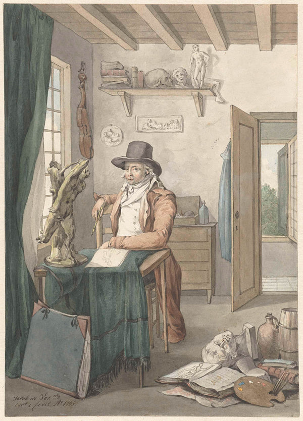 jacob-willemz-de-vos-1795-portrait-of-the-artist-jacob-smies-in-a-studio-with-art-print-fine-art-reproduction-wall-art-id-act0l00rw