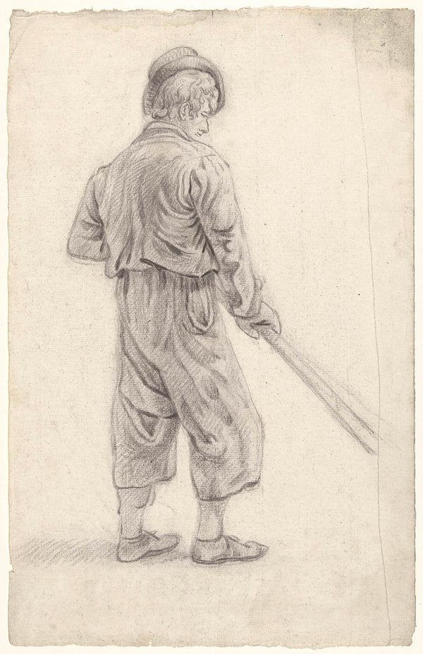 unknown-1700-standing-man-with-stick-in-hand-seen-from-the-back-art-print-fine-art-reproduction-wall-art-id-acu83io6y