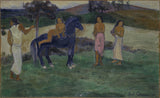 保罗·高更-1902年组成与数字和一种马的艺术打印精细艺术再现墙艺术id-acv7bo9ut