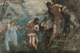 雅各·丁托列托工作室 1580 年基督洗禮藝術印刷美術複製品牆藝術 id-acvitycyb