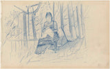 jozef-israels-1834-werkende-hand-vrouw-tussen-bomen-kunstprint-fine-art-reproductie-muurkunst-id-acy119fca