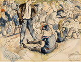 朱爾斯·帕辛-1917-科尼島海灘上的人物藝術印刷品美術複製品牆藝術 ID-ad3w080a7