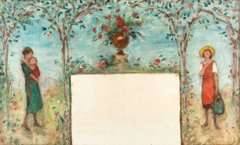 georges-d-espagnat-1933-woman-and-children-in-an-orchard-sketch-for-the-courtyard-of-the-girls-school-of-the-avenue-simon-bolivar-the-19th-arrondissement-of-paris-art-print-fine-art-reproduction-wall-art