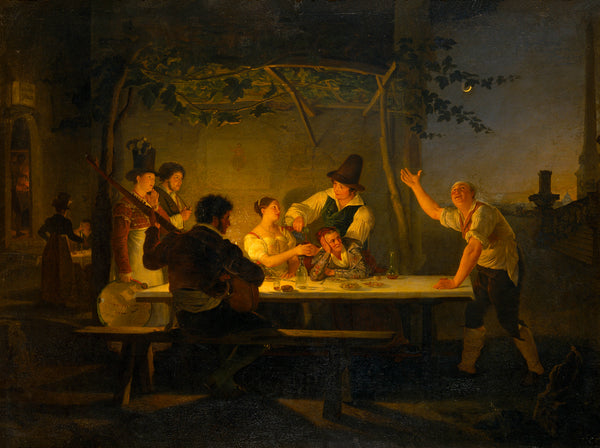 luigi-fioroni-1830-evening-scene-at-a-roman-osteria-by-trinita-dei-monti-art-print-fine-art-reproduction-wall-art-id-ad6tv34p4