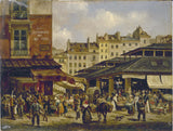 giuseppe-canella-1828-les-halles and-rue-de-cooperage-art打印精美的艺术复制品-墙-艺术