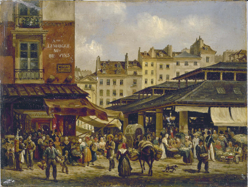 giuseppe-canella-1828-les-halles-and-rue-de-cooperage-art-print-fine-art-reproduction-wall-art