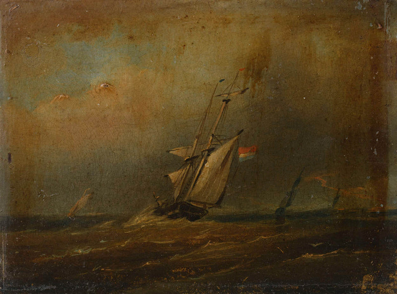 unknown-1825-stormy-sea-with-sailing-ships-art-print-fine-art-reproduction-wall-art-id-adc9chi60