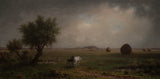 馬丁·約翰遜·海德-1863-沼澤中的母馬和小馬藝術印刷品精美藝術複製品牆藝術 ID-adce4vszs