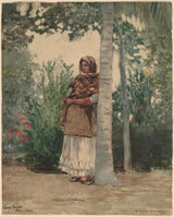 winslow-homer-1886-under-en-palmträd-konsttryck-finkonst-reproduktion-väggkonst-id-addggw3lh