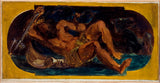 尤金·德拉克罗瓦（Eugene-Delacroix）1849年海王星在巴黎市的萨隆德拉帕克斯（Salon de la Paix）镇定波浪素描，艺术大厅打印精美的艺术复制品艺术