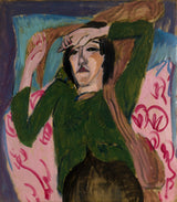 ernst-ludwig-kirchner-1913-người phụ nữ mặc áo khoác màu xanh lá cây-nghệ thuật-in-tinh-nghệ-tái tạo-tường-nghệ thuật-id-adgq1w9cc