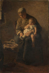 albert-neuhuys-1880-en-mor-med-sit-barn-kunsttryk-fine-art-reproduktion-vægkunst-id-adikm3oo0