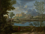 nicolas-poussin-1651-landskab-med-et-roligt-i-temp-ps-roligt-og-roligt-kunsttryk-fin-kunst-reproduktion-vægkunst-id-adjfkqdog