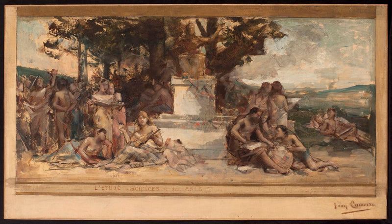 leon-francois-comerre-1884-sketch-for-the-town-hall-of-the-4th-the-study-of-sciences-and-arts-art-print-fine-art-reproduction-wall-art