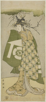 勝川俊榮-1799-演員小川常世二在劇中飾演大磯虎，在河崎劇場演出-曾我愛京- 1794 年第一個月藝術印刷精美藝術複製品牆藝術 id-admb50gxd