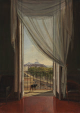 弗朗茨·路德維希·卡特爾-1824-透過窗戶欣賞那不勒斯的景色-藝術印刷品-精美藝術-複製品-牆藝術-id-adsp0i0f1
