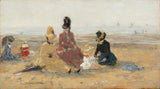 eugene-boudin-1887-op-het-strand-trouville-art-print-fine-art-reproductie-muurkunst-id-advaf3i82