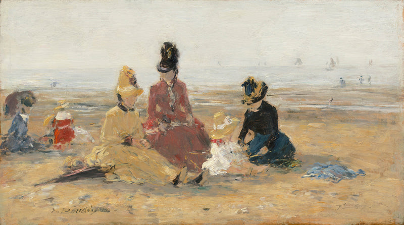eugene-boudin-1887-on-the-beach-trouville-art-print-fine-art-reproduction-wall-art-id-advaf3i82