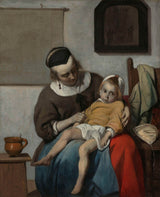 加百列-梅特蘇-1664-生病的孩子-藝術印刷-美術複製品-牆藝術-id-adx64l51f