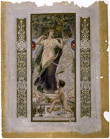 卢克·奥利维尔·默森-1888-巴黎市政厅女厕所艺术印刷品美术复制品墙的宴会楼梯草图-艺术