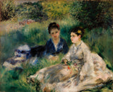 皮埃尔·奥古斯特·雷诺阿 1873 年在草地上的年轻女性坐在草地上的艺术印刷艺术复制墙艺术 id-ae28m6ykp