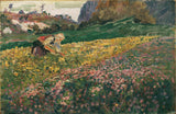 卡尔·莫尔1909女孩在花草甸艺术印刷精美的艺术再现墙上艺术idae32x264v