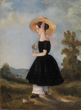 未知-1840-帶帽子的農民女孩風景藝術印刷精美藝術複製品牆藝術 id-ae5a1hhbj