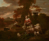 simon-van-der-gør-1711-hyrdinde-og-hyrde-med-får-og-geder-kunsttryk-fin-kunst-reproduktion-vægkunst-id-ae72bsj4r