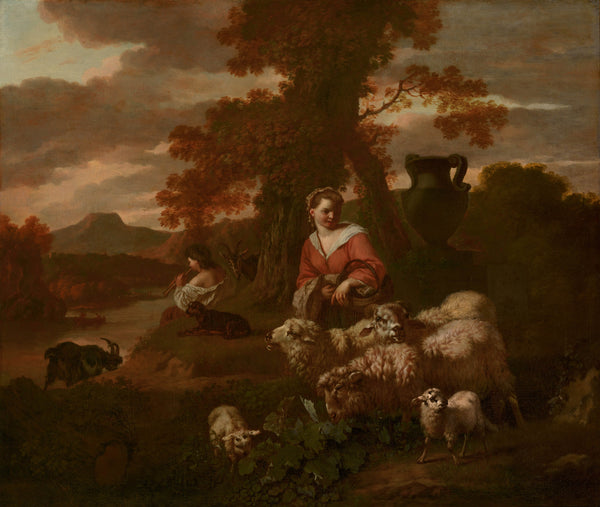 simon-van-der-does-1711-shepherdess-and-shepherd-with-sheep-and-goats-art-print-fine-art-reproduction-wall-art-id-ae72bsj4r