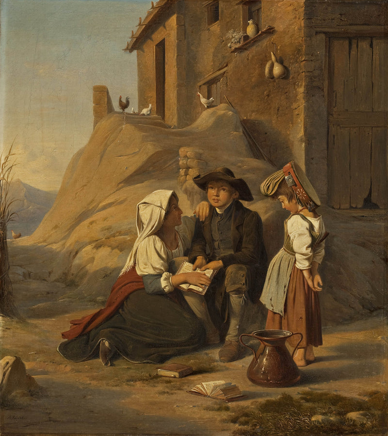 albert-kuchler-1838-a-young-abbate-recites-his-lesson-to-his-sister-art-print-fine-art-reproduction-wall-art-id-ae7lmwfx5