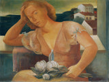 viktor-planckh-1928，这位艺术家的妻子，用鲜花，艺术印刷精美的艺术复制品，墙上的艺术，id-ae86u9top