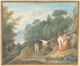 aert-schouman-1781-牧羊女與山羊在風景與湖藝術印刷品精美藝術複製品牆藝術 id-aeaytk04y