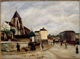 Marcel-Leprin-1920-the-church-saint-germain-de-charonne-st-blaise-up-and-rue-de-bagnolet-art-print-fine-art-reproduktion-wall-art