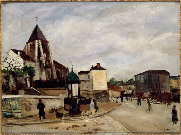 marcel-leprin-1920-the-church-saint-germain-de-charonne-st-blaise-up-and-rue-de-bagnolet-art-print-fine-art-reproduction-wall-art