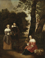 hendrick-van-der-burgh-1661-'n-egpaar-en-'n-herderin-in-'n-landskap-kunsdruk-fynkuns-reproduksie-muurkuns-id-aeczq7kqa