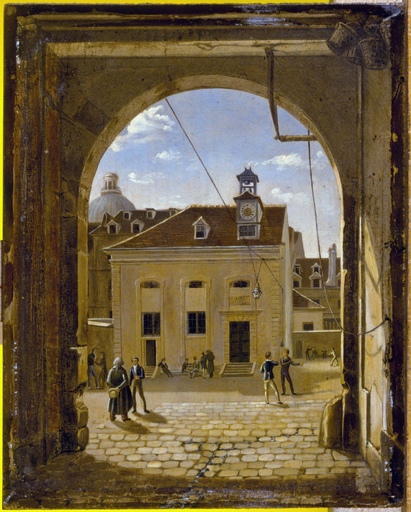 etienne-bouhot-1824-sainte-barbe-college-courtyard-street-reims-art-print-fine-art-reproduction-wall-art