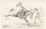 unknown-1630-rider-on-a-horse-that-kicks-back-and-three-other-art-print-fine-art-reproduction-wall-art-id-aefsdfx39