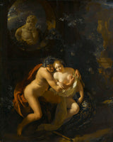 adriaen-van-der-werff-1694-una-parella-fer-l-amor-en-un-parc-espiada-per-nens-impressió-art-reproducció-belles-arts-art-de-paret-id-aeikell0r