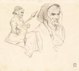 johan-daniel-koelman-1841-dois-estudos-de-uma-mulher-fiando-arte-impressão-reprodução-de-finas-artes-arte-de-parede-id-aekj18o79