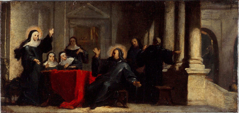 louis-galloche-1706-saint-scholastica-getting-from-the-sky-rain-accompanied-by-thunder-to-prevent-st-benedict-to-quit-sketch-for-the-painting-of-the-refectory-of-the-abbey-of-saint-martin-des-champs-art-print-fine-art-reproduction-wall-art