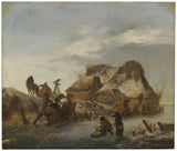 philips-wouwerman-1646-a-noblemans-slede-på-isen-kunsttrykk-fin-kunst-reproduksjon-veggkunst-id-aepfko202