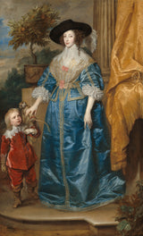 anthony-van-dyck-1633-dronning-henrietta-maria-med-sir-jeffrey-hudson-kunsttryk-fin-kunst-reproduktion-vægkunst-id-aeq3u4y3x